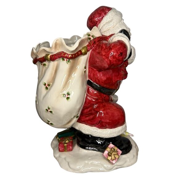 1987 Fitz and Floyd Santa w/ Open Bag Centerpiece Planter 16” Vintage Christmas - Picture 4 of 11